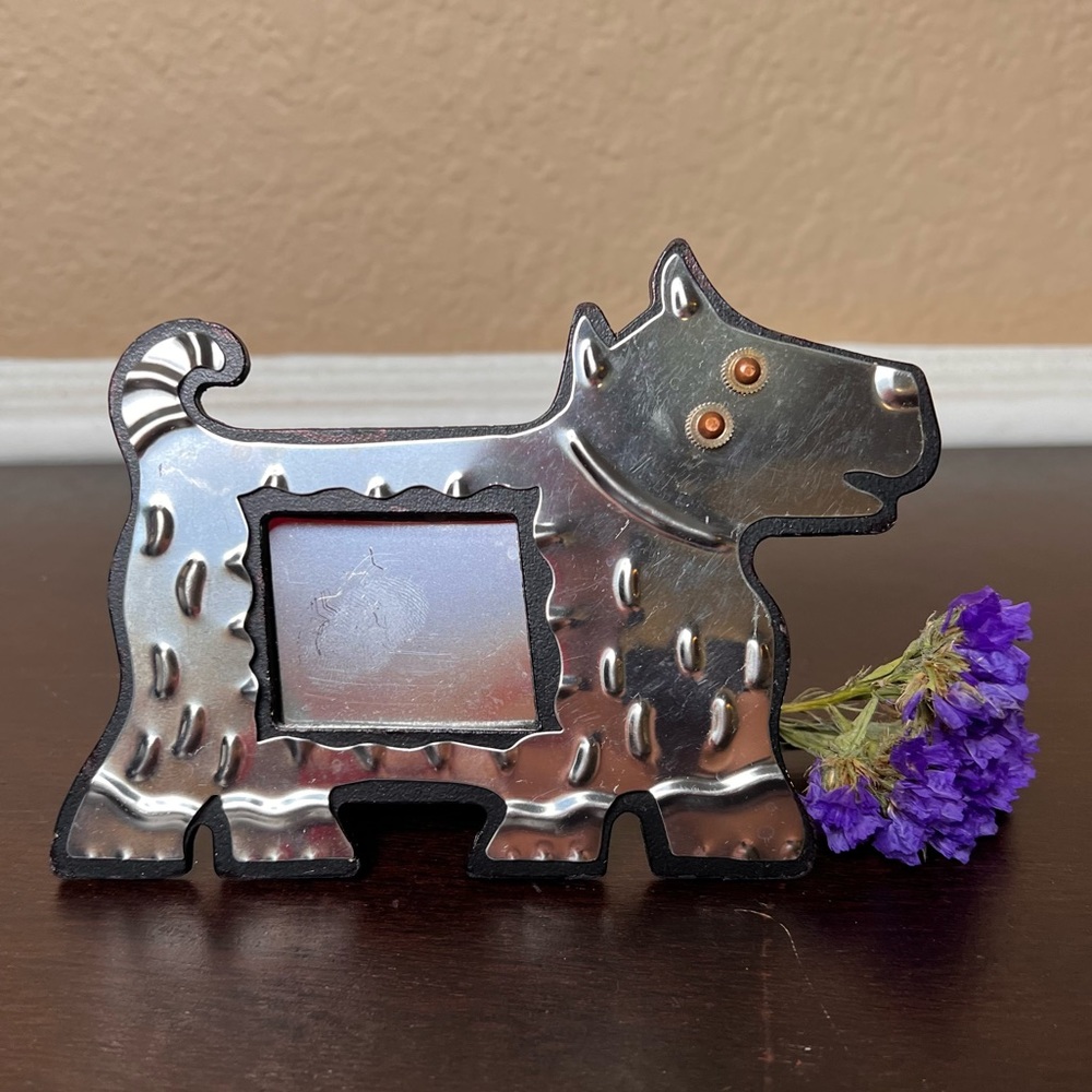 Vintage 1980’s Memphis Style Scottie Dog Picture Frame, Pet Lover, Schnauzer